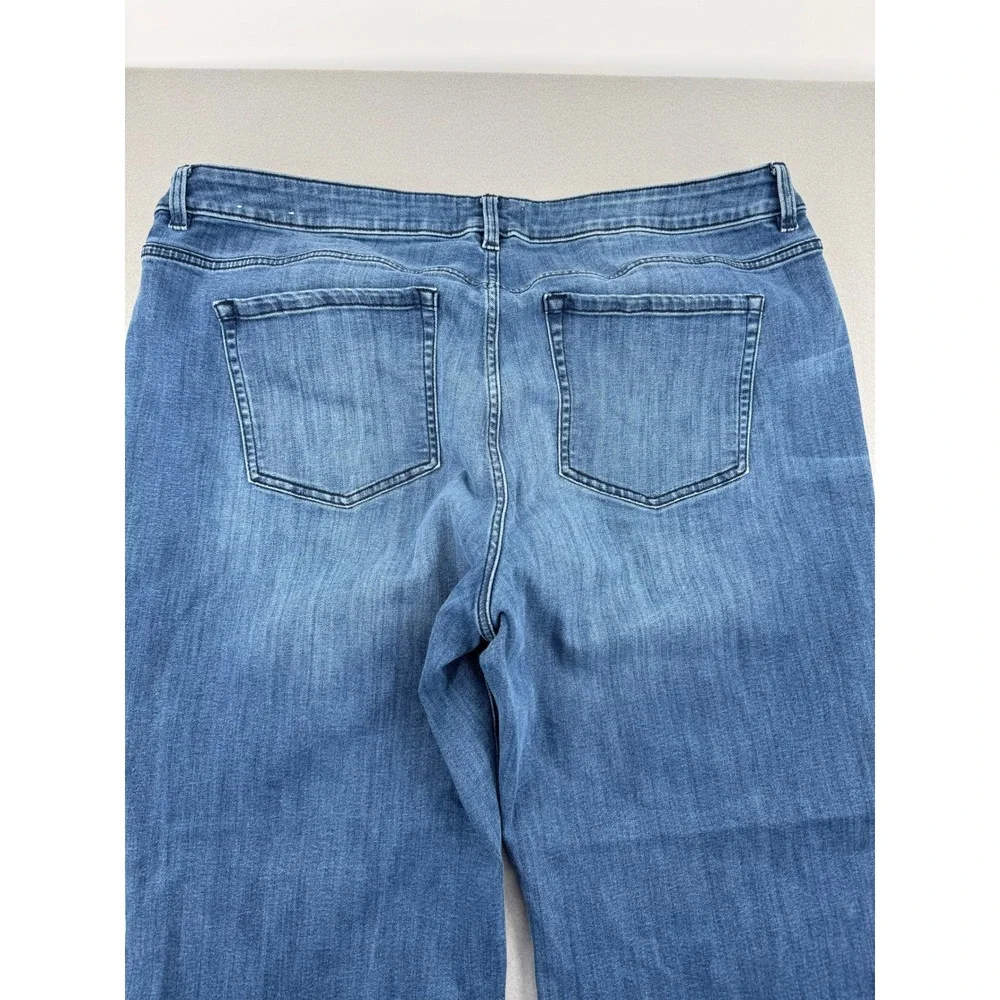 Lane Bryant Wide Leg Denim Jeans Womens 22P Petite (42x28) Raw Hem Medium Wash